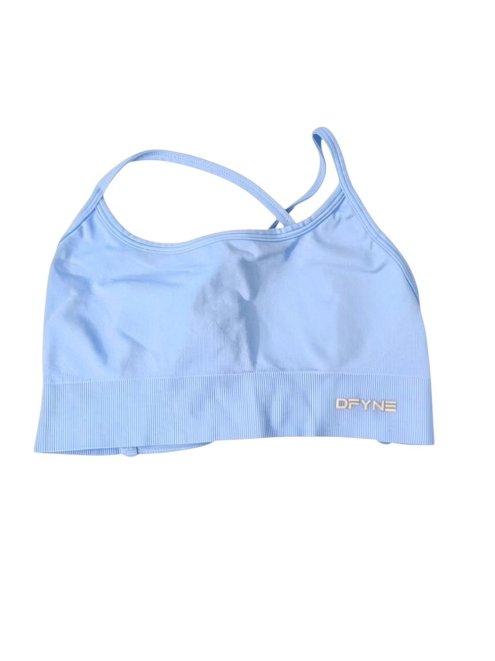 DFYNE Blue Seamless Asymmetric Strappy Sports Bra